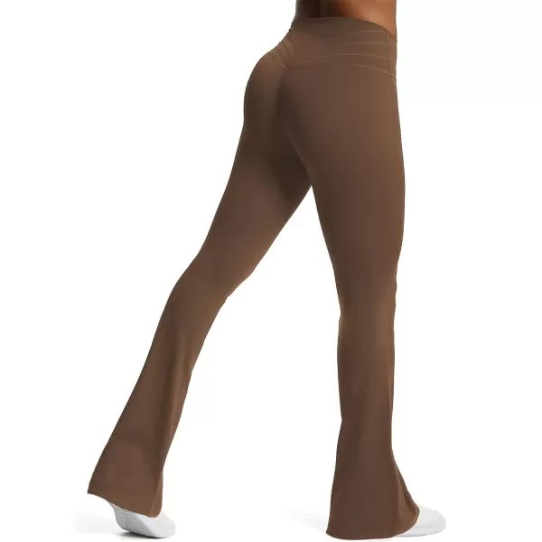 Aoxjox Flare Leggings for Women Trinity Tummy Control High Waisted Wide Leg Yoga PantsFudge Coffee