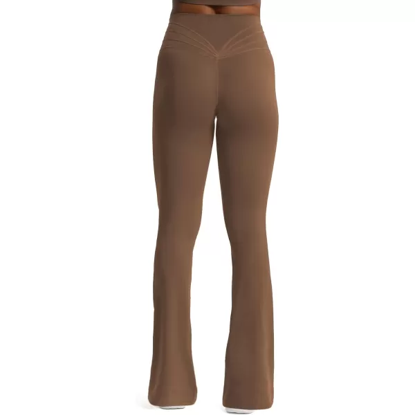 Aoxjox Flare Leggings for Women Trinity Tummy Control High Waisted Wide Leg Yoga PantsFudge Coffee
