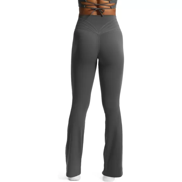 Aoxjox Flare Leggings for Women Trinity Tummy Control High Waisted Wide Leg Yoga PantsIron Grey