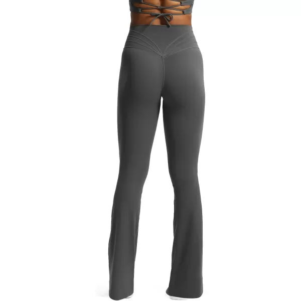 Aoxjox Flare Leggings for Women Trinity Tummy Control High Waisted Wide Leg Yoga PantsIron Grey