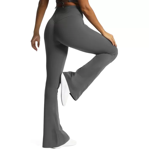 Aoxjox Flare Leggings for Women Trinity Tummy Control High Waisted Wide Leg Yoga PantsIron Grey