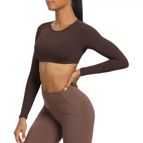 Aoxjox Long Sleeve Crop Tops for Women Clarissa Backless Workout Crop T Shirt TopMulch