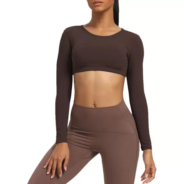 Aoxjox Long Sleeve Crop Tops for Women Clarissa Backless Workout Crop T Shirt TopMulch