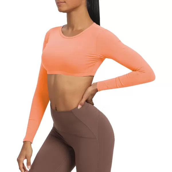 Aoxjox Long Sleeve Crop Tops for Women Clarissa Backless Workout Crop T Shirt TopPapaya