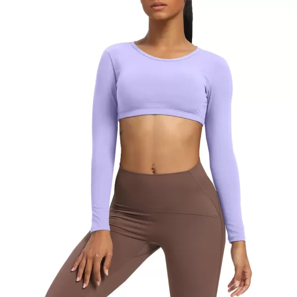 Aoxjox Long Sleeve Crop Tops for Women Clarissa Backless Workout Crop T Shirt TopPurple Heather