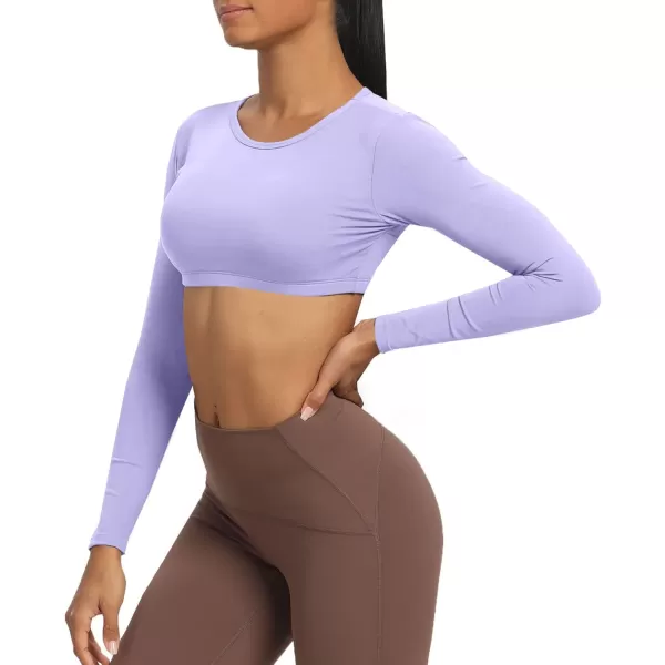 Aoxjox Long Sleeve Crop Tops for Women Clarissa Backless Workout Crop T Shirt TopPurple Heather