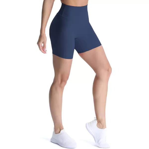 Aoxjox Metamorph Workout Biker Shorts for Women Tummy Control High Waisted Athletic Gym Running Deep V Yoga Shorts 6quotA Navy