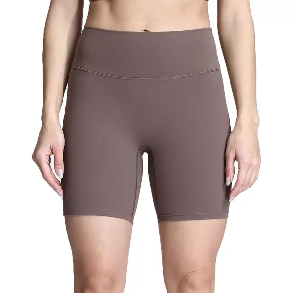 Aoxjox Metamorph Workout Biker Shorts for Women Tummy Control High Waisted Athletic Gym Running Deep V Yoga Shorts 6quotActive Coffee