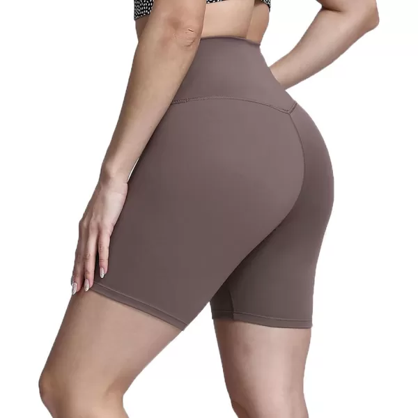 Aoxjox Metamorph Workout Biker Shorts for Women Tummy Control High Waisted Athletic Gym Running Deep V Yoga Shorts 6quotActive Coffee