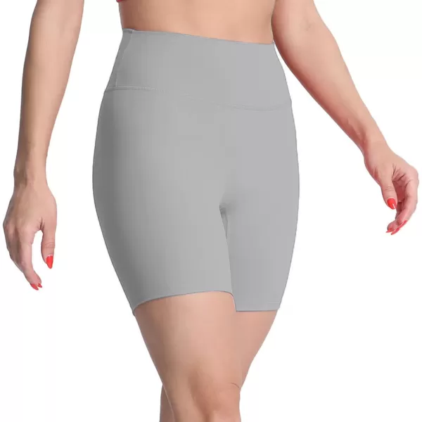 Aoxjox Metamorph Workout Biker Shorts for Women Tummy Control High Waisted Athletic Gym Running Deep V Yoga Shorts 6quotActive Grey