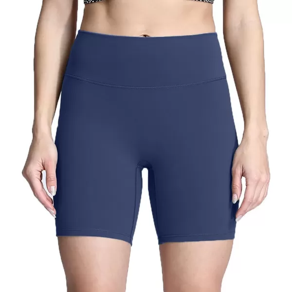Aoxjox Metamorph Workout Biker Shorts for Women Tummy Control High Waisted Athletic Gym Running Deep V Yoga Shorts 6quotActive Navy