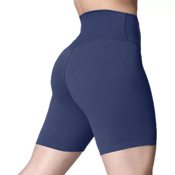 Aoxjox Metamorph Workout Biker Shorts for Women Tummy Control High Waisted Athletic Gym Running Deep V Yoga Shorts 6quotActive Navy