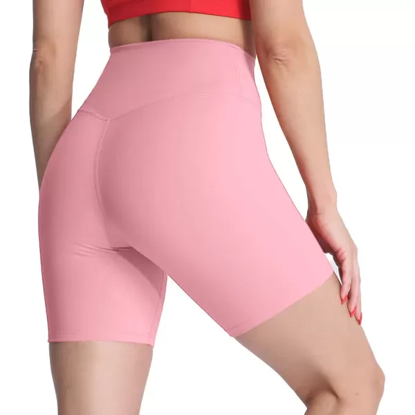 Aoxjox Metamorph Workout Biker Shorts for Women Tummy Control High Waisted Athletic Gym Running Deep V Yoga Shorts 6quotActive Pink