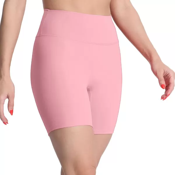 Aoxjox Metamorph Workout Biker Shorts for Women Tummy Control High Waisted Athletic Gym Running Deep V Yoga Shorts 6quotActive Pink