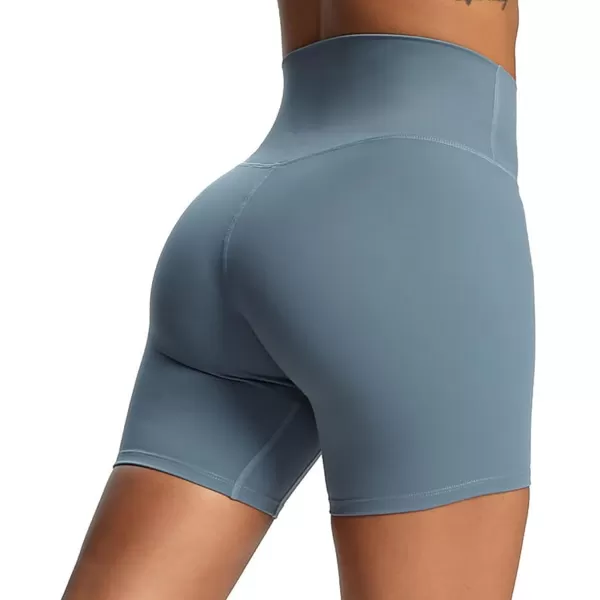Aoxjox Metamorph Workout Biker Shorts for Women Tummy Control High Waisted Athletic Gym Running Deep V Yoga Shorts 6quotActive Steel Blue
