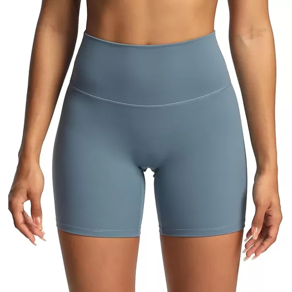 Aoxjox Metamorph Workout Biker Shorts for Women Tummy Control High Waisted Athletic Gym Running Deep V Yoga Shorts 6quotActive Steel Blue