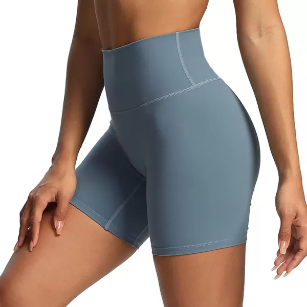 Aoxjox Metamorph Workout Biker Shorts for Women Tummy Control High Waisted Athletic Gym Running Deep V Yoga Shorts 6quotActive Steel Blue