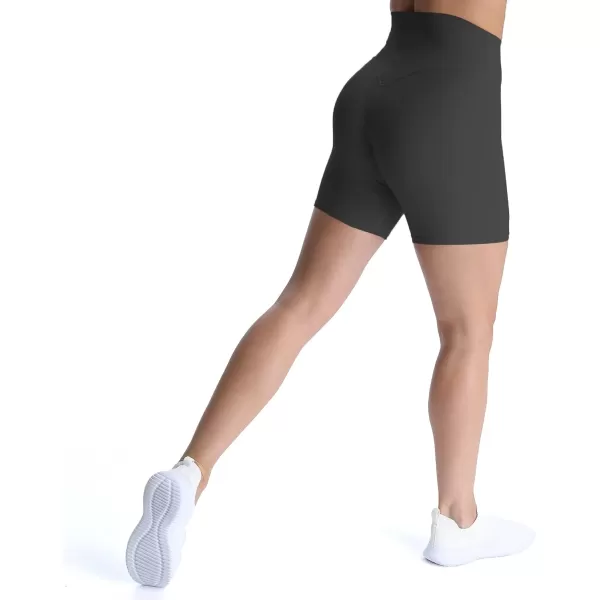 Aoxjox Metamorph Workout Biker Shorts for Women Tummy Control High Waisted Athletic Gym Running Deep V Yoga Shorts 6quotBlack