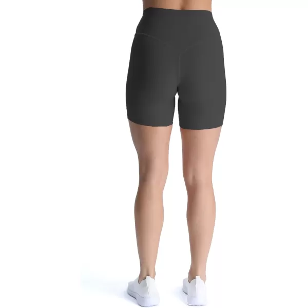 Aoxjox Metamorph Workout Biker Shorts for Women Tummy Control High Waisted Athletic Gym Running Deep V Yoga Shorts 6quotBlack