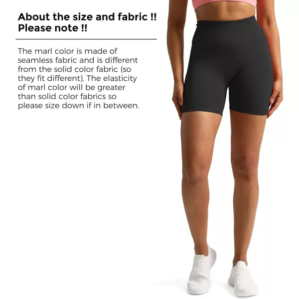 Aoxjox Metamorph Workout Biker Shorts for Women Tummy Control High Waisted Athletic Gym Running Deep V Yoga Shorts 6quotBlack Marl