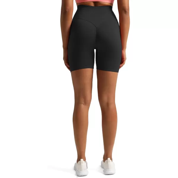 Aoxjox Metamorph Workout Biker Shorts for Women Tummy Control High Waisted Athletic Gym Running Deep V Yoga Shorts 6quotBlack Marl