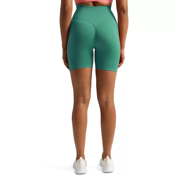 Aoxjox Metamorph Workout Biker Shorts for Women Tummy Control High Waisted Athletic Gym Running Deep V Yoga Shorts 6quotBlue Turquoise Marl