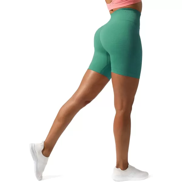 Aoxjox Metamorph Workout Biker Shorts for Women Tummy Control High Waisted Athletic Gym Running Deep V Yoga Shorts 6quotBlue Turquoise Marl