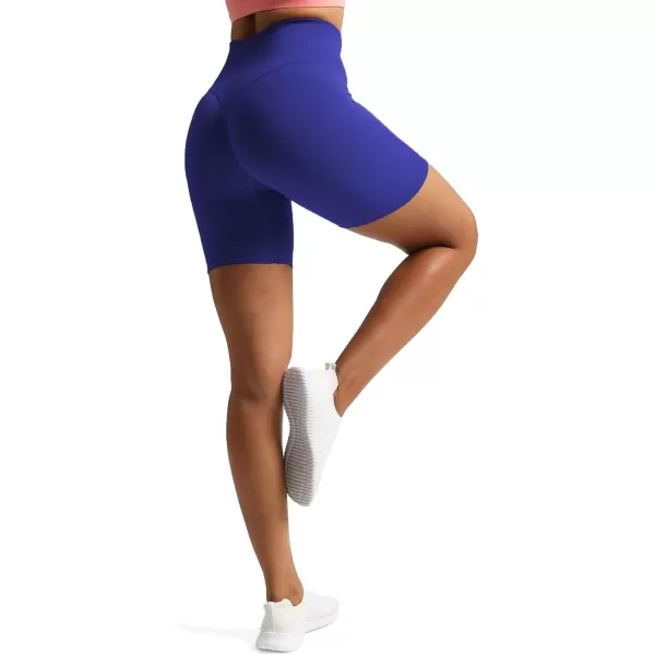 Aoxjox Metamorph Workout Biker Shorts for Women Tummy Control High Waisted Athletic Gym Running Deep V Yoga Shorts 6quotBluing Marl