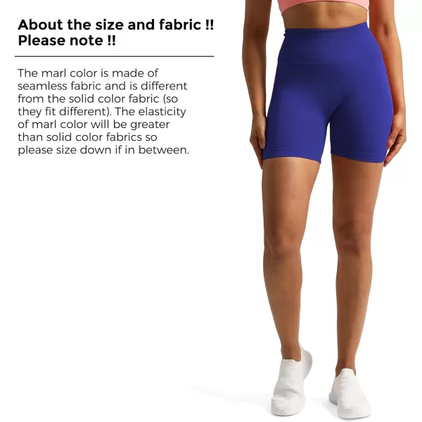 Aoxjox Metamorph Workout Biker Shorts for Women Tummy Control High Waisted Athletic Gym Running Deep V Yoga Shorts 6quotBluing Marl