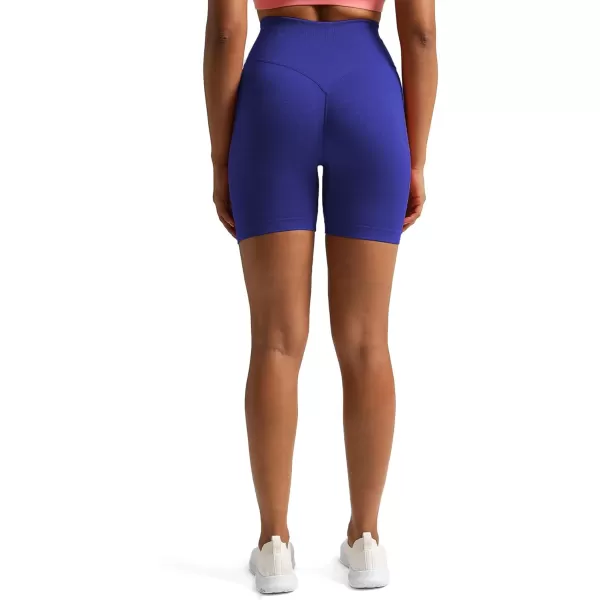 Aoxjox Metamorph Workout Biker Shorts for Women Tummy Control High Waisted Athletic Gym Running Deep V Yoga Shorts 6quotBluing Marl