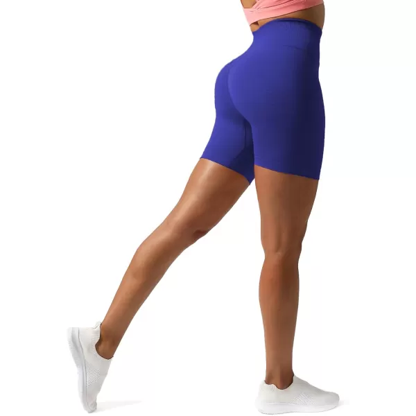 Aoxjox Metamorph Workout Biker Shorts for Women Tummy Control High Waisted Athletic Gym Running Deep V Yoga Shorts 6quotBluing Marl