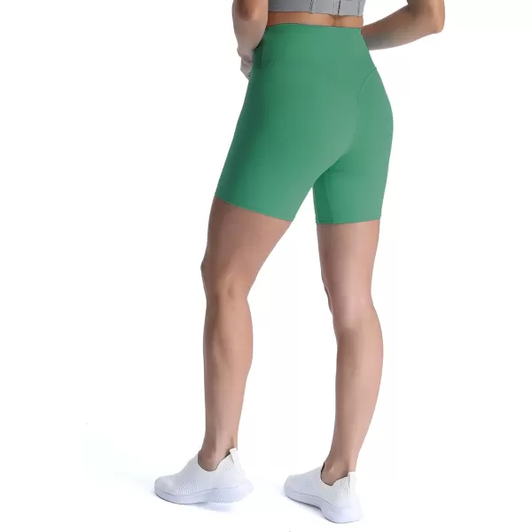 Aoxjox Metamorph Workout Biker Shorts for Women Tummy Control High Waisted Athletic Gym Running Deep V Yoga Shorts 6quotBottle Green