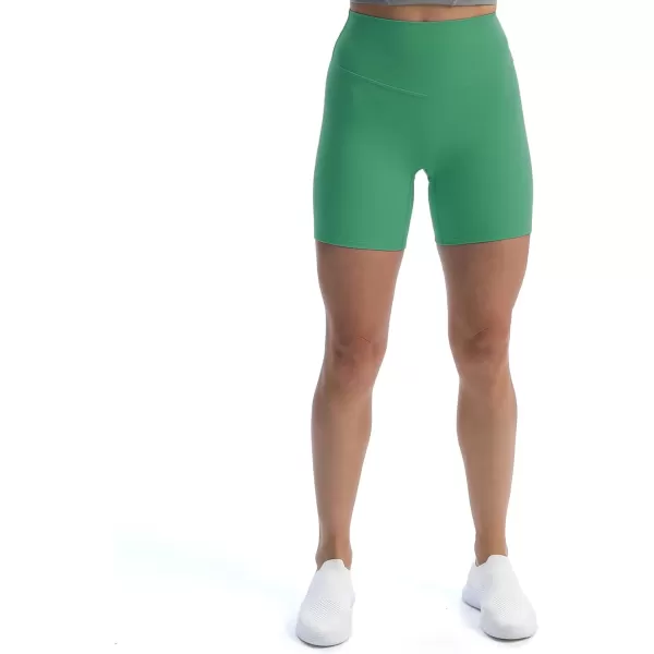 Aoxjox Metamorph Workout Biker Shorts for Women Tummy Control High Waisted Athletic Gym Running Deep V Yoga Shorts 6quotBottle Green