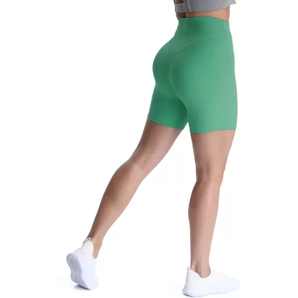 Aoxjox Metamorph Workout Biker Shorts for Women Tummy Control High Waisted Athletic Gym Running Deep V Yoga Shorts 6quotBottle Green