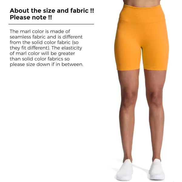 Aoxjox Metamorph Workout Biker Shorts for Women Tummy Control High Waisted Athletic Gym Running Deep V Yoga Shorts 6quotCadmium Yellow Marl