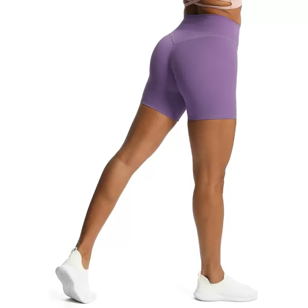 Aoxjox Metamorph Workout Biker Shorts for Women Tummy Control High Waisted Athletic Gym Running Deep V Yoga Shorts 6quotChive Blossom