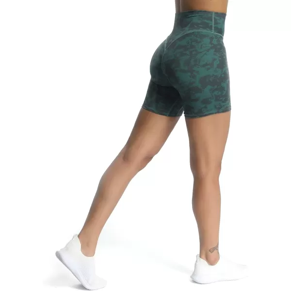 Aoxjox Metamorph Workout Biker Shorts for Women Tummy Control High Waisted Athletic Gym Running Deep V Yoga Shorts 6quotCloud Dark Green