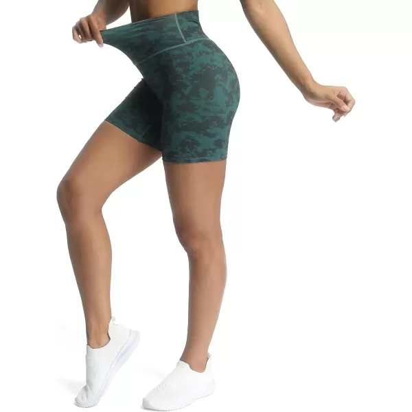 Aoxjox Metamorph Workout Biker Shorts for Women Tummy Control High Waisted Athletic Gym Running Deep V Yoga Shorts 6quotCloud Dark Green