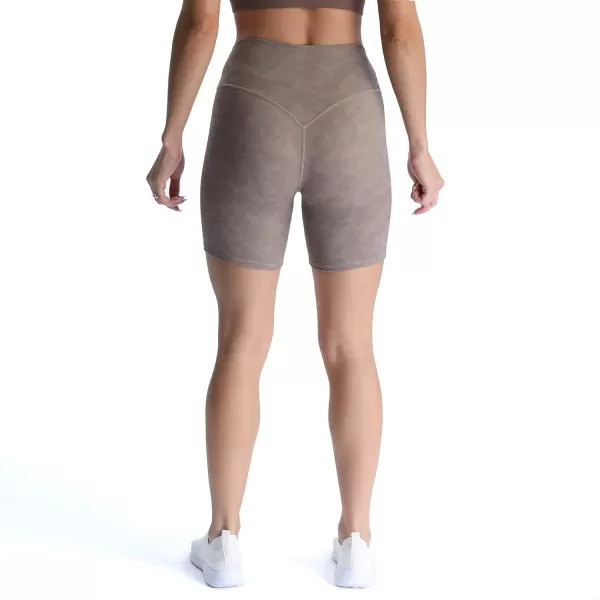 Aoxjox Metamorph Workout Biker Shorts for Women Tummy Control High Waisted Athletic Gym Running Deep V Yoga Shorts 6quotCloud Fade Mocha