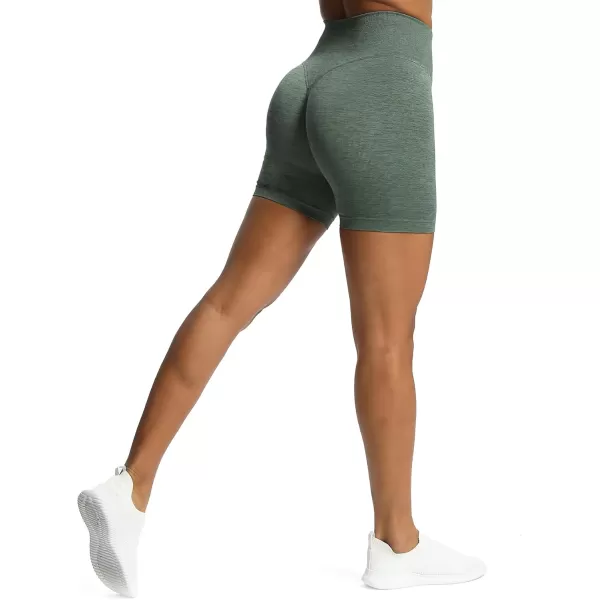 Aoxjox Metamorph Workout Biker Shorts for Women Tummy Control High Waisted Athletic Gym Running Deep V Yoga Shorts 6quotDark Forest Marl