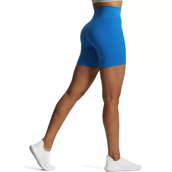 Aoxjox Metamorph Workout Biker Shorts for Women Tummy Control High Waisted Athletic Gym Running Deep V Yoga Shorts 6quotDirectoire Blue