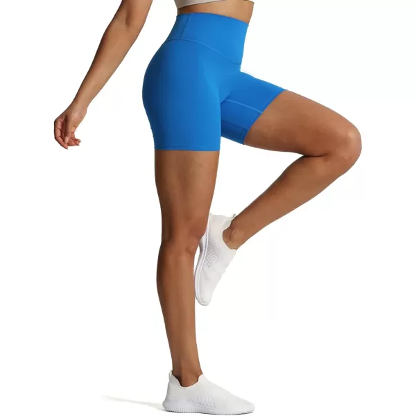 Aoxjox Metamorph Workout Biker Shorts for Women Tummy Control High Waisted Athletic Gym Running Deep V Yoga Shorts 6quotDirectoire Blue