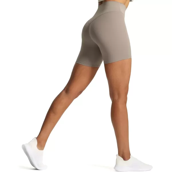 Aoxjox Metamorph Workout Biker Shorts for Women Tummy Control High Waisted Athletic Gym Running Deep V Yoga Shorts 6quotDriftwood