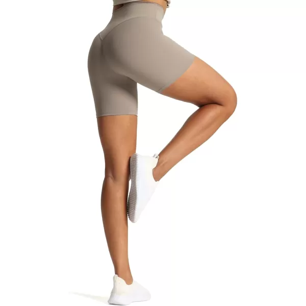 Aoxjox Metamorph Workout Biker Shorts for Women Tummy Control High Waisted Athletic Gym Running Deep V Yoga Shorts 6quotDriftwood