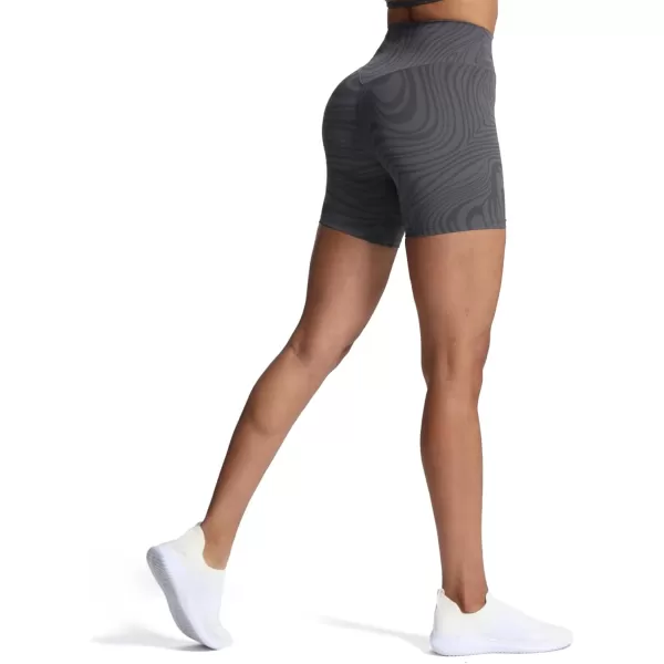 Aoxjox Metamorph Workout Biker Shorts for Women Tummy Control High Waisted Athletic Gym Running Deep V Yoga Shorts 6quotGrey Swirl