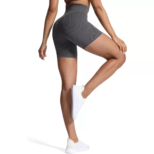 Aoxjox Metamorph Workout Biker Shorts for Women Tummy Control High Waisted Athletic Gym Running Deep V Yoga Shorts 6quotGrey Swirl