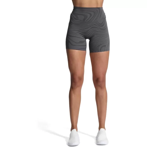 Aoxjox Metamorph Workout Biker Shorts for Women Tummy Control High Waisted Athletic Gym Running Deep V Yoga Shorts 6quotGrey Swirl