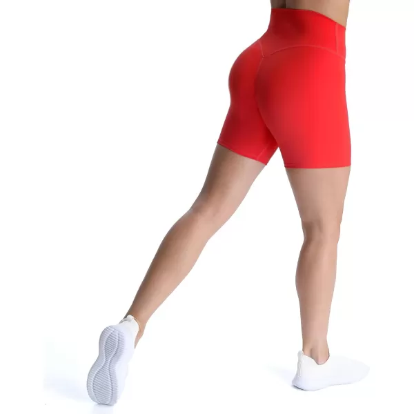 Aoxjox Metamorph Workout Biker Shorts for Women Tummy Control High Waisted Athletic Gym Running Deep V Yoga Shorts 6quotRacing Red