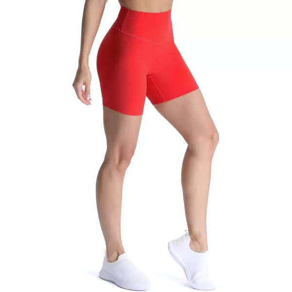 Aoxjox Metamorph Workout Biker Shorts for Women Tummy Control High Waisted Athletic Gym Running Deep V Yoga Shorts 6quotRacing Red