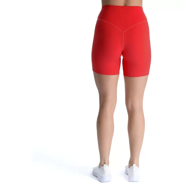 Aoxjox Metamorph Workout Biker Shorts for Women Tummy Control High Waisted Athletic Gym Running Deep V Yoga Shorts 6quotRacing Red